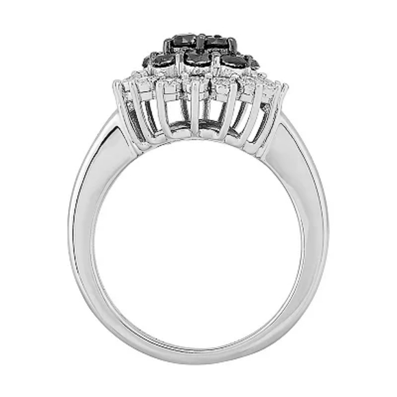 1 Carat White & Black Diamond Teardrop Ring - Picture 6 of 7